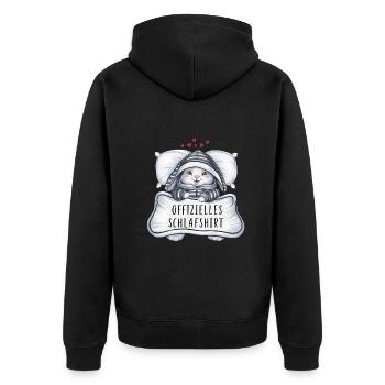 Offizielles Schlafshirt Süßer Hase - Unisex Premium Bio Zip Hoodie - Schwarz - Hinten - Nico (187cm)