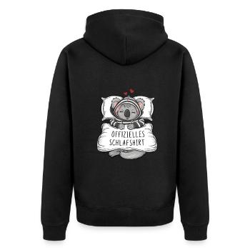 Official Sweet Koala Sleep Shirt - Unisex Premium Organic Zip Hoodie - black - Back - Nico (187cm)