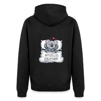 Official Sweet Koala Sleep Shirt - Unisex Premium Organic Zip Hoodie - black - Back - Nico (187cm)