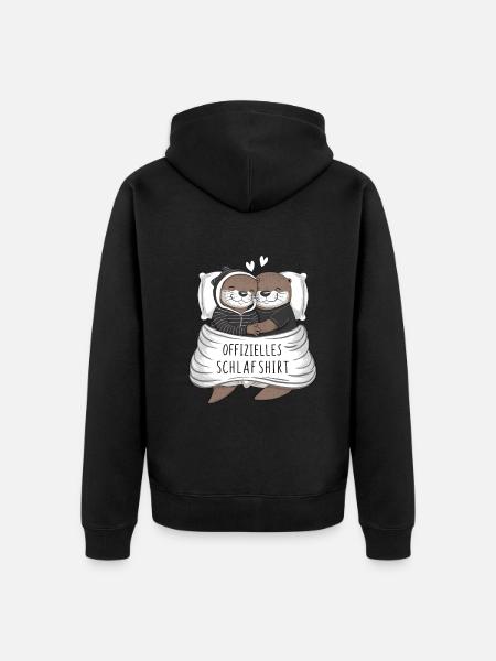 Maglietta ufficiale Sweet Otter Couple Sleep - Felpa con cappuccio ecologica premium unisex - nero