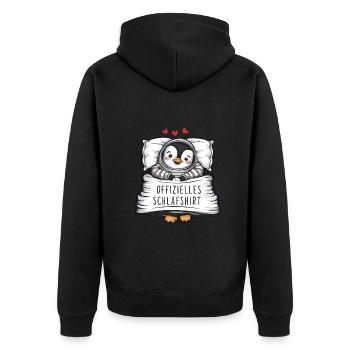 Official Sweet Penguin Sleep Shirt - Unisex Premium Organic Zip Hoodie - black - Back - Nico (187cm)