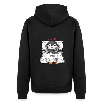 Official Sweet Penguin Sleep Shirt - Unisex Premium Organic Zip Hoodie - black - Back - Nico (187cm)