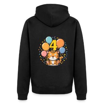 4th Birthday Tiger Children's Birthday Party - Unisex Premium Organic Zip Hoodie - black - Back - Nico (187cm)