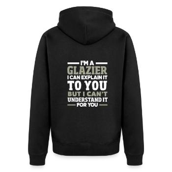 Glaser Geschenk - Unisex Premium Bio Zip Hoodie - Schwarz - Hinten - Nico (187cm)