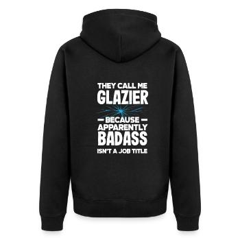 Glaser Geschenk - Unisex Premium Bio Zip Hoodie - Schwarz - Hinten - Nico (187cm)