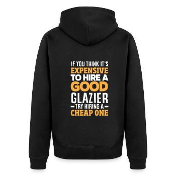 Glaser Geschenk - Unisex Premium Bio Zip Hoodie - Schwarz - Hinten - Nico (187cm)