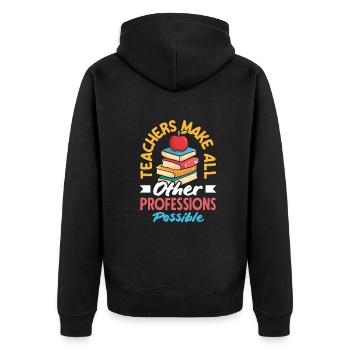 Lustiges Lehrer Lehrerinnen Geschenk - Unisex Premium Bio Zip Hoodie - Schwarz - Hinten - Nico (187cm)