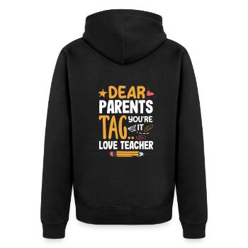 Funny Teacher Teacher Gift - Unisex Premium Organic Zip Hoodie - black - Back - Nico (187cm)