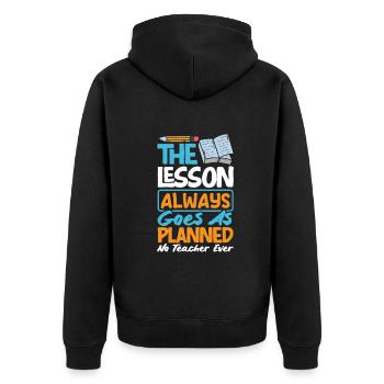 Lustiges Lehrer Lehrerinnen Geschenk - Unisex Premium Bio Zip Hoodie - Schwarz - Hinten - Nico (187cm)