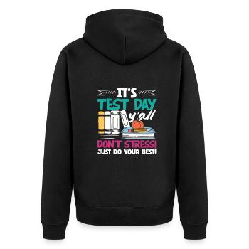 Funny Teacher Teacher Gift - Unisex Premium Organic Zip Hoodie - black - Back - Nico (187cm)