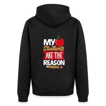 Lustiges Lehrer Lehrerinnen Geschenk - Unisex Premium Bio Zip Hoodie - Schwarz - Hinten - Nico (187cm)
