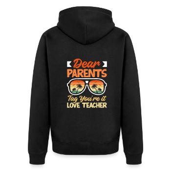 Funny Teacher Teacher Gift - Unisex Premium Organic Zip Hoodie - black - Back - Nico (187cm)