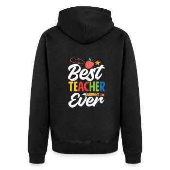 Funny Teacher Teacher Gift - Unisex Premium Organic Zip Hoodie - black - Back - Nico (187cm)