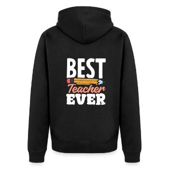 Lustiges Lehrer Lehrerinnen Geschenk - Unisex Premium Bio Zip Hoodie - Schwarz - Hinten - Nico (187cm)