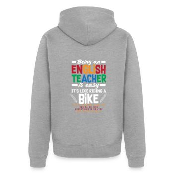Lustiges Lehrer Lehrerinnen Geschenk - Unisex Premium Bio Zip Hoodie - Grau meliert - Hinten - Nico (187cm)