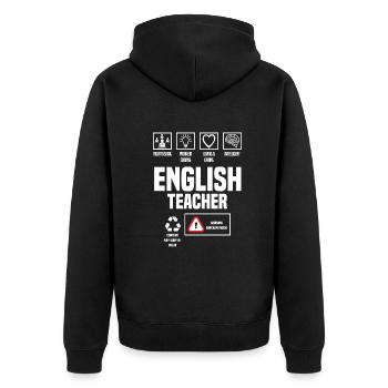 Lustiges Lehrer Lehrerinnen Geschenk - Unisex Premium Bio Zip Hoodie - Schwarz - Hinten - Nico (187cm)