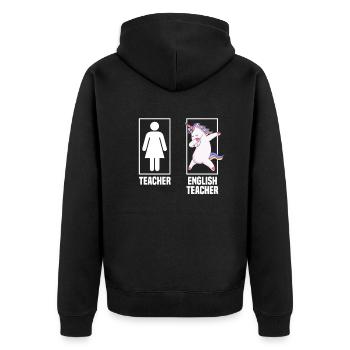 Lustiges Lehrer Lehrerinnen Geschenk - Unisex Premium Bio Zip Hoodie - Schwarz - Hinten - Nico (187cm)