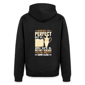 Lustiges Lehrer Lehrerinnen Geschenk - Unisex Premium Bio Zip Hoodie - Schwarz - Hinten - Nico (187cm)