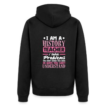 Lustiges Lehrer Lehrerinnen Geschenk - Unisex Premium Bio Zip Hoodie - Schwarz - Hinten - Nico (187cm)