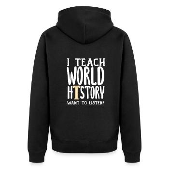 Lustiges Lehrer Lehrerinnen Geschenk - Unisex Premium Bio Zip Hoodie - Schwarz - Hinten - Nico (187cm)