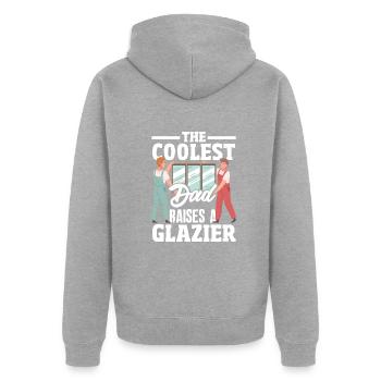Glaser Geschenk - Unisex Premium Bio Zip Hoodie - Grau meliert - Hinten - Nico (187cm)