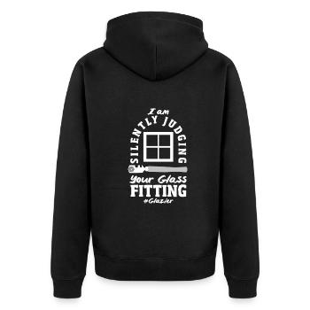 Glaser Geschenk - Unisex Premium Bio Zip Hoodie - Schwarz - Hinten - Nico (187cm)