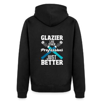 Glaser Geschenk - Unisex Premium Bio Zip Hoodie - Schwarz - Hinten - Nico (187cm)