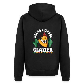 Glaser Geschenk - Unisex Premium Bio Zip Hoodie - Schwarz - Hinten - Nico (187cm)