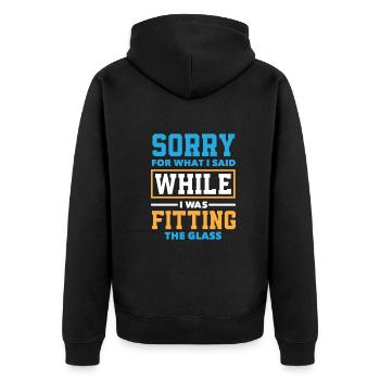 Glaser Geschenk - Unisex Premium Bio Zip Hoodie - Schwarz - Hinten - Nico (187cm)