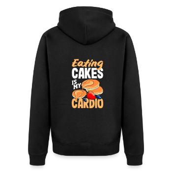 Lustiges Pfannkuchenliebhaber Geschenk - Unisex Premium Bio Zip Hoodie - Schwarz - Hinten - Nico (187cm)
