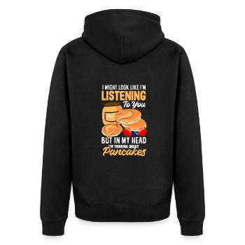 Lustiges Pfannkuchenliebhaber Geschenk - Unisex Premium Bio Zip Hoodie - Schwarz - Hinten - Nico (187cm)