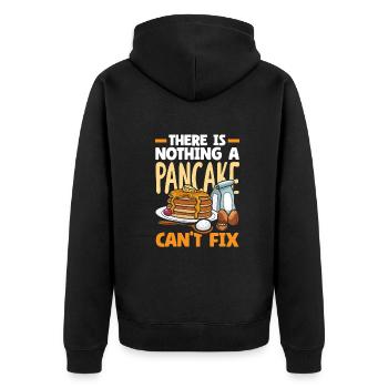 Lustiges Pfannkuchenliebhaber Geschenk - Unisex Premium Bio Zip Hoodie - Schwarz - Hinten - Nico (187cm)