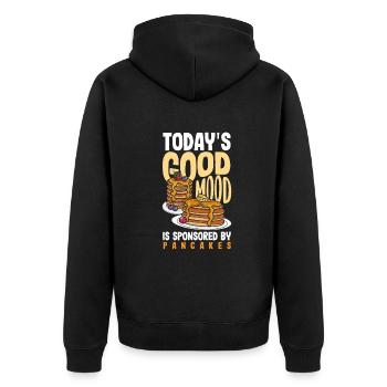 Lustiges Pfannkuchenliebhaber Geschenk - Unisex Premium Bio Zip Hoodie - Schwarz - Hinten - Nico (187cm)