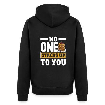 Lustiges Pfannkuchenliebhaber Geschenk - Unisex Premium Bio Zip Hoodie - Schwarz - Hinten - Nico (187cm)