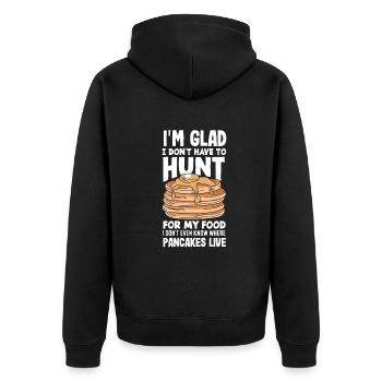 Lustiges Pfannkuchenliebhaber Geschenk - Unisex Premium Bio Zip Hoodie - Schwarz - Hinten - Nico (187cm)