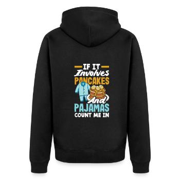 Lustiges Pfannkuchenliebhaber Geschenk - Unisex Premium Bio Zip Hoodie - Schwarz - Hinten - Nico (187cm)
