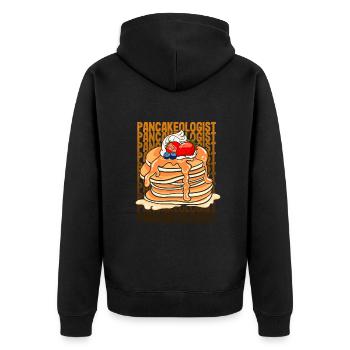 Lustiges Pfannkuchenliebhaber Geschenk - Unisex Premium Bio Zip Hoodie - Schwarz - Hinten - Nico (187cm)
