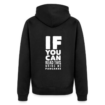 Lustiges Pfannkuchenliebhaber Geschenk - Unisex Premium Bio Zip Hoodie - Schwarz - Hinten - Nico (187cm)