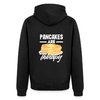 Lustiges Pfannkuchenliebhaber Geschenk - Unisex Premium Bio Zip Hoodie - Schwarz - Hinten - Nico (187cm)