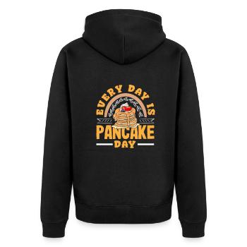 Lustiges Pfannkuchenliebhaber Geschenk - Unisex Premium Bio Zip Hoodie - Schwarz - Hinten - Nico (187cm)