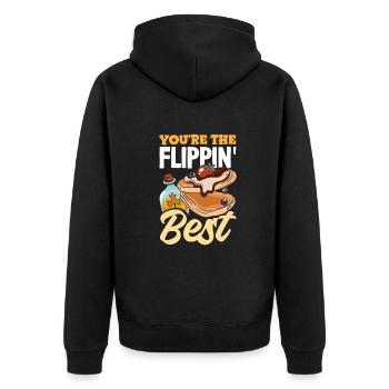 Lustiges Pfannkuchenliebhaber Geschenk - Unisex Premium Bio Zip Hoodie - Schwarz - Hinten - Nico (187cm)