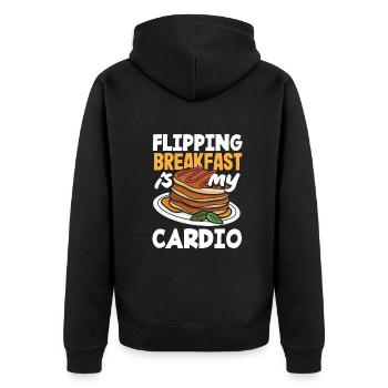 Lustiges Pfannkuchenliebhaber Geschenk - Unisex Premium Bio Zip Hoodie - Schwarz - Hinten - Nico (187cm)