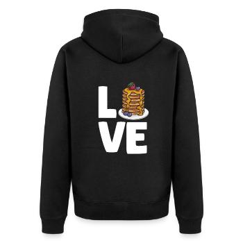 Lustiges Pfannkuchenliebhaber Geschenk - Unisex Premium Bio Zip Hoodie - Schwarz - Hinten - Nico (187cm)