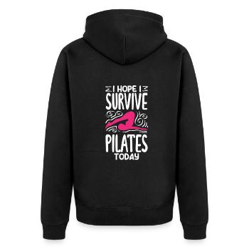J’espère que je survivrai au Pilates aujourd’hui - Veste à capuche bio Premium Unisexe - noir - Dos - Nico (187cm)