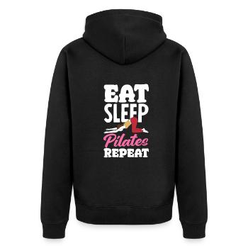 Eat Sleep Pilates Repeat Passion - Unisex Premium Organic Zip Hoodie - black - Back - Nico (187cm)
