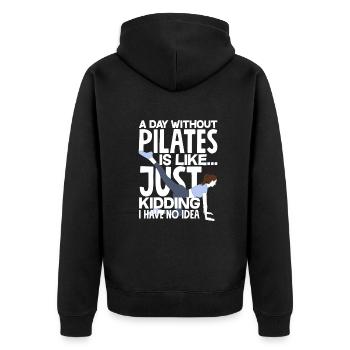 A day without Pilates is like no plan - Unisex Premium Organic Zip Hoodie - black - Back - Nico (187cm)