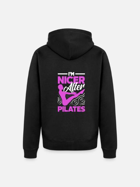 I'm nicer after Pilates exercise - Unisex Premium Organic Zip Hoodie - black