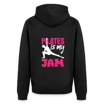 Pilates is my thing, sporty lifestyle - Unisex Premium Organic Zip Hoodie - black - Back - Nico (187cm)