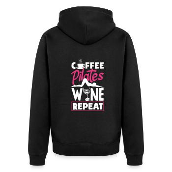Café Pilates Vin Répéter - Veste à capuche bio Premium Unisexe - noir - Dos - Nico (187cm)