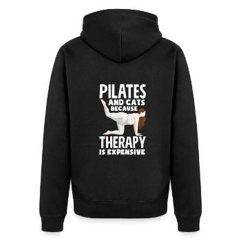 Le Pilates et les chats parce que la thérapie coûte cher - Veste à capuche bio Premium Unisexe - noir - Dos - Nico (187cm)